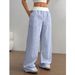 New 2025 Striped Wide Leg Trousers for Women Casual Street Fashion Loose Fit Contrast Color Trendy Bottoms_ecoleips.com
