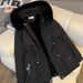 Women's Clothing Winter Coat With Faux Fur Collar, Oversized Short Puffer Jacket, Warm Thickened Quilted Outerwear, Casual Loose Fit, Zip-Up Hooded_ecoleips.com