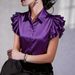 2026 Bestseller On And : New Summer Style Satin Ruffle Short-Sleeve Women's Blouse_ecoleips.com