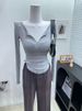 JU Women's Slim Fit Long Sleeve T-Shirt Comfortable Soft Half Open Neckline Thin Slightly Sheer Waist Cinching Sun Protective for Summer_ecoleips.com