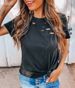 Aria Basics Aria Basics 2022 Summer New Style European And American Foreign Trade Cross-Border Women's Pullover Round Neck Ripped Loose_ecoleips.com