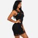Elegant Lace Panel Bodycon Dress - Sexy Hollow-Out Design, Slim Fit, Stretchy Comfort For Women_ecoleips.com