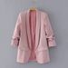 2025s Wind Buttonless Green Fruit Collar Small Suit Women, Casual Versatile Spring And Autumn Solid Color Jacket For Women_ecoleips.com