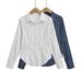 Women's Stylish Striped Long Sleeve Shirt - Slim Fit Turn-Down Collar Blouse, Elegant & Versatile For Spring & Summer_ecoleips.com