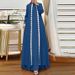 Women's Clothing New Middle Eastern Muslim Fashion Elegant Solid Color Loose Long Sleeved Lace Cardigan Robe Dress_ecoleips.com