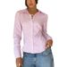 Women's Elegant Striped Long Sleeve Shirt Belted Waist Tie Office Casual Wear Top_ecoleips.com