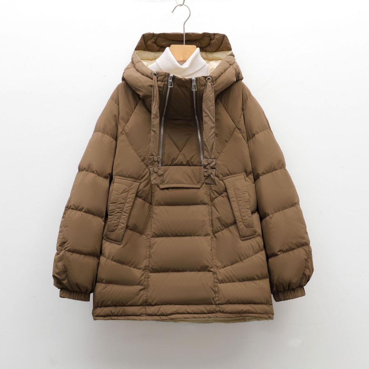 Bitter Winter 90 White Duck Down Women's Simple Solid Color Double Zipper Down Jacket Women_ecoleips.com