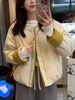 girl Girl 2025 Winter New Loose Slimming Block Jacket Women Single Breasted Casual Contrast Color Short Cotton Coat_ecoleips.com