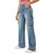 Women's High Waist Vintage Multi-Pocket Straight Leg Jeans - Comfortable Stretch Denim For Casual & Streetwear Fashion_ecoleips.com