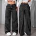 Black Wide Leg Jeans for Women Low Waisted Slimming European American Style Floor Length Jeans Flowing Cross Border E Commerce Item_ecoleips.com
