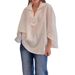 Women's Urban Casual Loose Button Down Shirt Simple Solid Color Cotton Linen Blend Spring/Summer Top_ecoleips.com