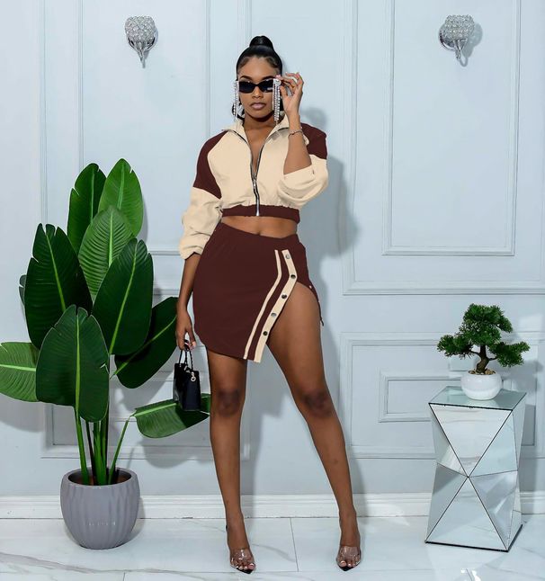 Women's High-Waisted Bodycon Skirt Pants – Retro Color-Block Mini Skirt For Fall/Winter (S-Xl, Black/White/Beige/Red)_ecoleips.com