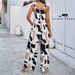 DiYun European And American Vacation Print Strap Wide-Leg Long Pants Jumpsuit Women's Clothing 2025 Fall/Winter_ecoleips.com