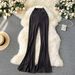Women's Clothing Ins Wear Casual Pants Female Niche High Waist Slim Fit Flared Trousers Sexy Body Showing Yoga Pants_ecoleips.com