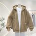 New Fleece-lined Hooded Sweatshirt Women, Loose Design, High-end Feel, Niche, Slimming, Versatile, Plus-size, Casual,_ecoleips.com