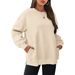 Women's Fashion Fleece Pullover Sweatshirt - Oversized Long Sleeve Crewneck Casual Top For Autumn & Winter - Solid Colors_ecoleips.com