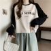 Foreign Trade American-style Short Round-neck Printed Sweatshirt Women, Loose Pullover, Slimming, Casual Long-sleeve_ecoleips.com