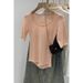 European-style High-end Round-neck Thin Short-sleeve Wool T-shirt For Women, 2025 Summer New Slim-fit And Slimming_ecoleips.com
