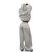 Women's Clothing Contrasting Lines Hooded Zipper Sweater Casual Hooded Zip-Up Sweatshirt Contrast Color Block Straight Leg Pants Set Loose Streetwea_ecoleips.com