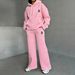 Women's Premium Fleece Tracksuit - Oversized Hoodie & Wide-Leg Sweatpants With Subtle Print Accents_ecoleips.com