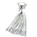Women's Clothing Women's Sweet Style Two Piece Set Off Shoulder Puff Sleeve Top And High Waisted Tiered Skirt Slimming High Waist Summer_ecoleips.com