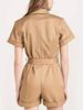 Women's Stylish Belted Jumpsuit With Pockets Workwear Style Casual With Collared Short Sleeves And Shorts Fashion_ecoleips.com