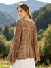 Women Tie Front Hollow Out Knit Cardigan Loose Flare Long Sleeve Ribbed Texture Lightweight Breathable Skin-friendly Sheer Cover Up_ecoleips.com