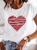 European And American Cross-border Foreign Trade Women's Clothing, Simple Heart-printed Round-neck Short-sleeve T-shirt_ecoleips.com