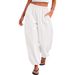 2026 Women Balloon Loose Long Pants, Elastic Waist Wide Leg Pleated Harem Pants Casual Stylish Lantern Trousers_ecoleips.com