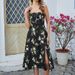 Floral Print High Slit Halter Dress For Women Tie Waist Backless Long Summer Dress_ecoleips.com