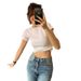 Bottom Slim Short Sleeve T-Shirt Women's Korean Version New Ins Skinny Short Fashion Top Women_ecoleips.com