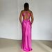 Elegant V-Neck Satin Dress for Women Tie Back Backless Long High-End European And American Style Cross Border Fashion 2025 New Arrival_ecoleips.com
