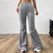Voya Women's European American Simple Versatile Commuter Casual Pants For Spring And Summer With Drawstring Waist High-waisted Wide-leg Pants_ecoleips.com