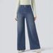 Cross Border Foreign Trade Popular High Waisted Elastic Jeans For Women's Loose Wide Leg Pants In European And American Plus Sizes_ecoleips.com