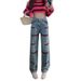 2023 Spring And Autumn New American Style High Street Embroidered Jeans For Women, Loose Wide-Leg Straight High-Waisted_ecoleips.com