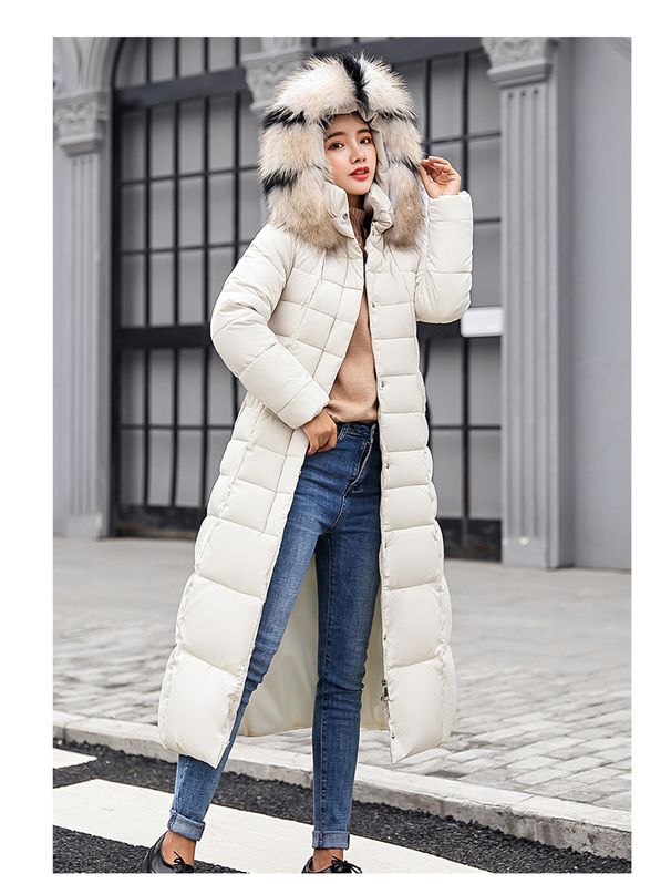 K Long Over-the-knee Cotton Coat For Women; New Style With A Big Fur Collar; Slim-fit And Thickened. No Bag_ecoleips.com