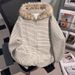 Women's Striped Hooded Zip-Up Sweatshirt – Detachable Faux Fur Trim, Lightweight & Fleece-Lined Options, Oversized Streetwear Style_ecoleips.com