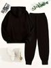 Women's Autumn And Winter Fashion Casual IDK IDC IDGAF Letter Printed Thick Suede Warm Hooded Sweatshirt+sports Pants Set-820_ecoleips.com