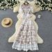 Women's French Style Lace Puff Sleeve Top & High Waisted Skirt Set Slimming Two Piece Summer Outfit Gentle Vibes_ecoleips.com