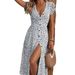foreign Trade European And American Women's Clothing, Waist-cinching, Flared Small Floral Print, Mid-length_ecoleips.com