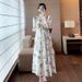 Maternity Summer Outfit For Going Out, Nursing Mid-Length Sweet Age-Reducing Gentle Dress, Slimming Design Cotton Dress_ecoleips.com