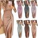 Verve 2025 Women's Bodycon Slit Off-Shoulder Dress Shiny Evening Gown Non-See-Through_ecoleips.com
