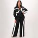 Trendy Color-Block Jumpsuit For Women – Long Sleeve Sporty Romper With Elastic Waist, Comfortable Polyester Blend, Streetwear Chic_ecoleips.com