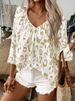 Women's Fashionable Elegant Leopard Print V Neck Casual Slim Fit Shirt Spring/Summer European American Style Commuter Top_ecoleips.com