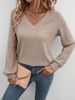 2024 European American Cross-border Foreign Trade Women's Clothing Autumn And Winter New Solid Color V-neck Loose_ecoleips.com