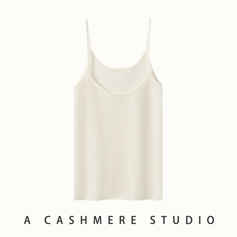 Thin Solid Color Women's Cashmere Knitted Camisole Slim Fit Versatile Soft Skin-Friendly Sleeveless Inner Wear Double_ecoleips.com
