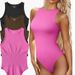 Summer Tight Fitting Sleeveless Ribbed Swimsuit Women's Clothing Jumpsuits Rompers Popular_ecoleips.com