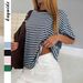 Diyun European And American Vacation Casual Style Simple Striped Short-Sleeve T-Shirt Women's Clothing 2026 Summer_ecoleips.com