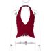 Summer Sexy Hot Girl Solid Color Deep V Halter Neck Backless Pleated Slim Fit Tank Top for European And American Women's Clothing New Arrival 2025_ecoleips.com