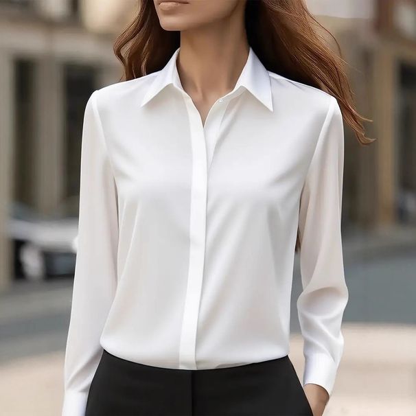 Women's Long Sleeve Minimalist Shirt Turn down Collar Casual Elegant Fashion Loose Fitting Blouse Suitable for All Seasons_ecoleips.com